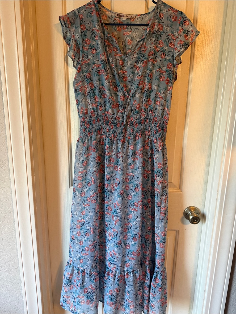 Gypsies & Moondust Blue Floral Midi Dress